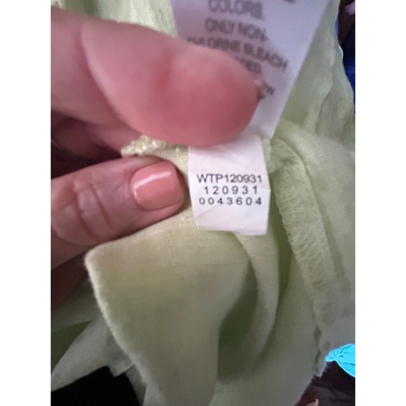 J Jill Love Linen Top Womens Size M Tunic Tank Light Green Button Up Collared - Picture 5 of 6